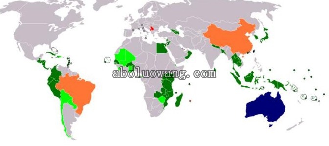 台湾居民可以免签的国家(深绿)和落地签证的国家(绿色).jpg